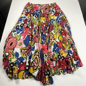 C Concept Maxi Skirt Medium Colorful Tropical Floral Pleated Boho Festival